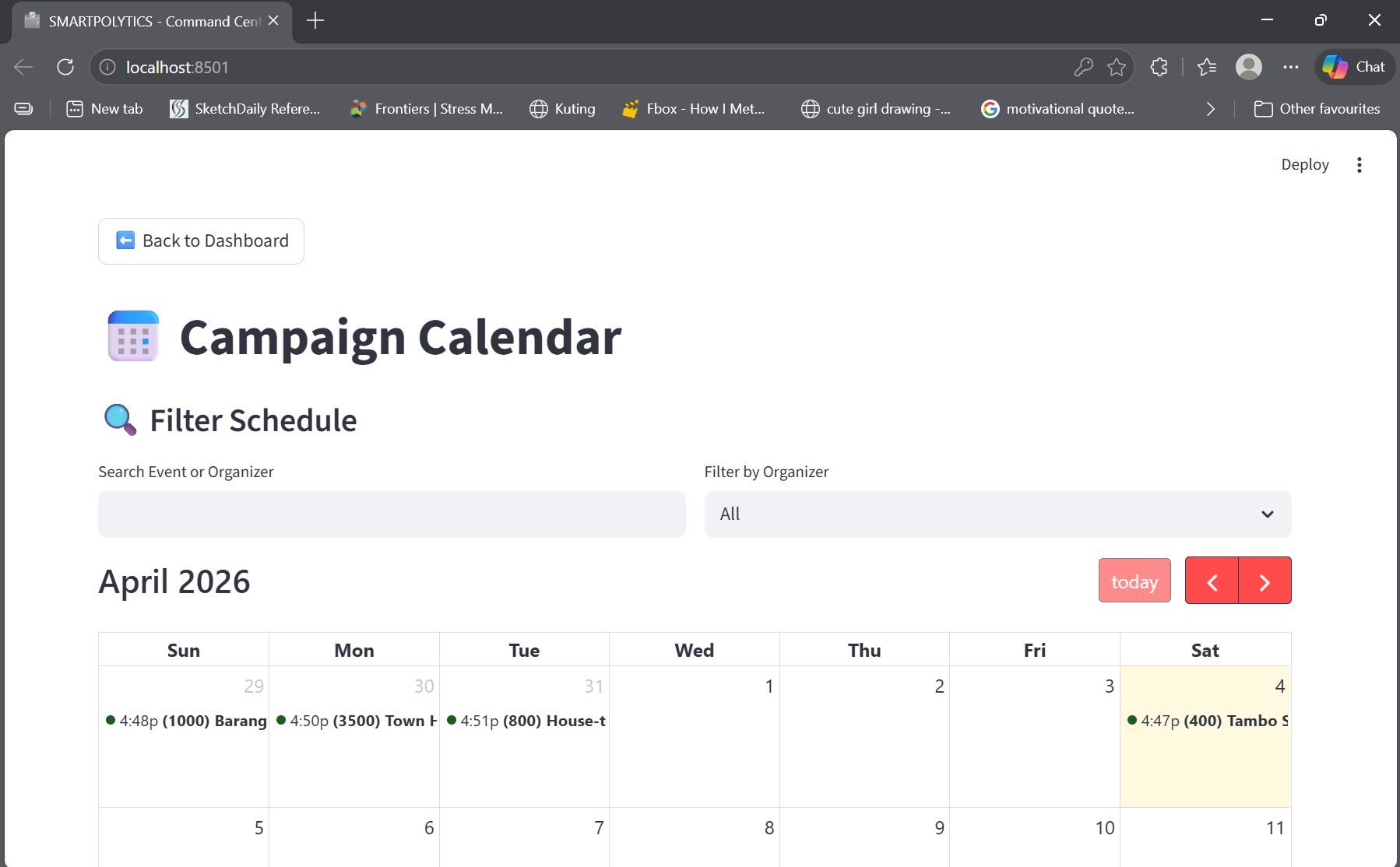 Main Campaign Calendar View