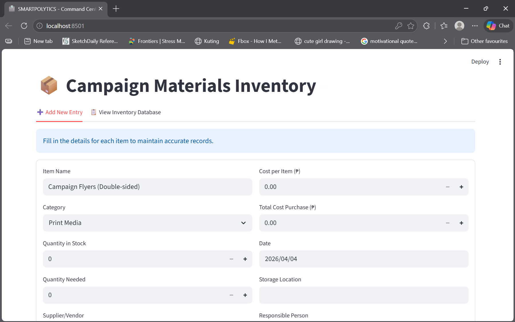 Inventory Item Tracking