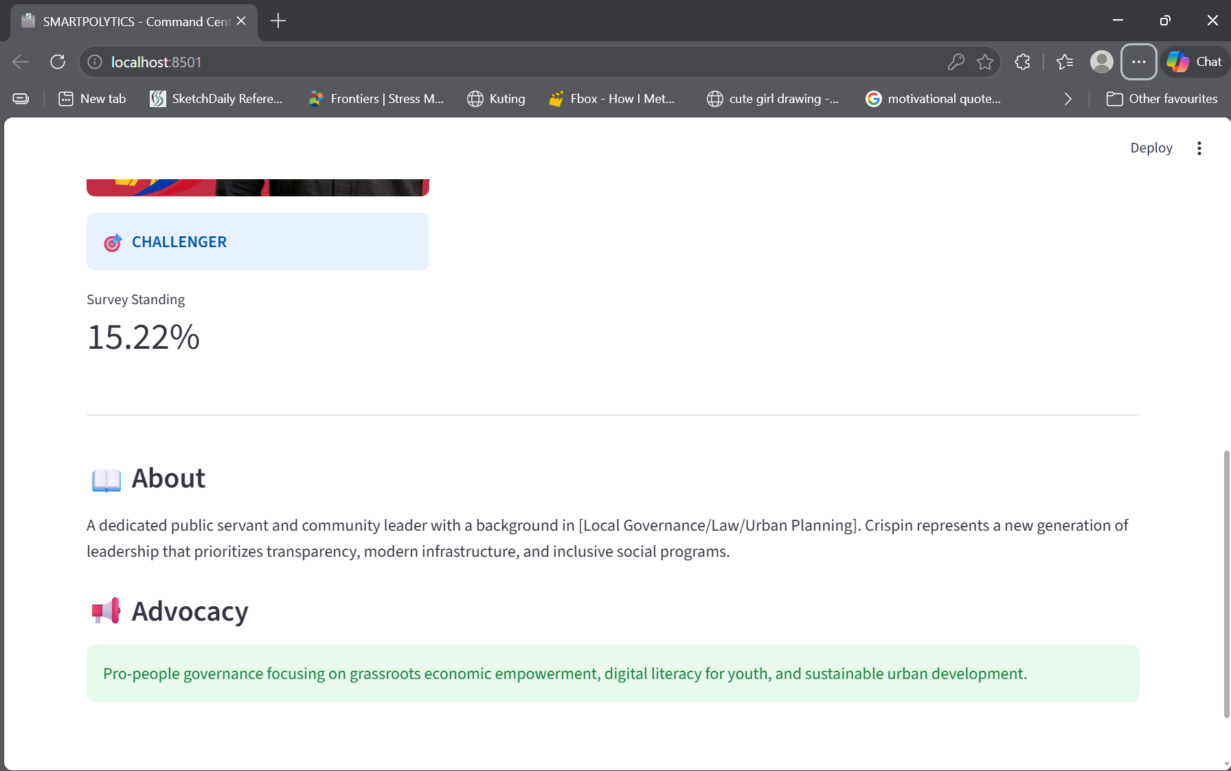 Candidate Platform & Bio Details