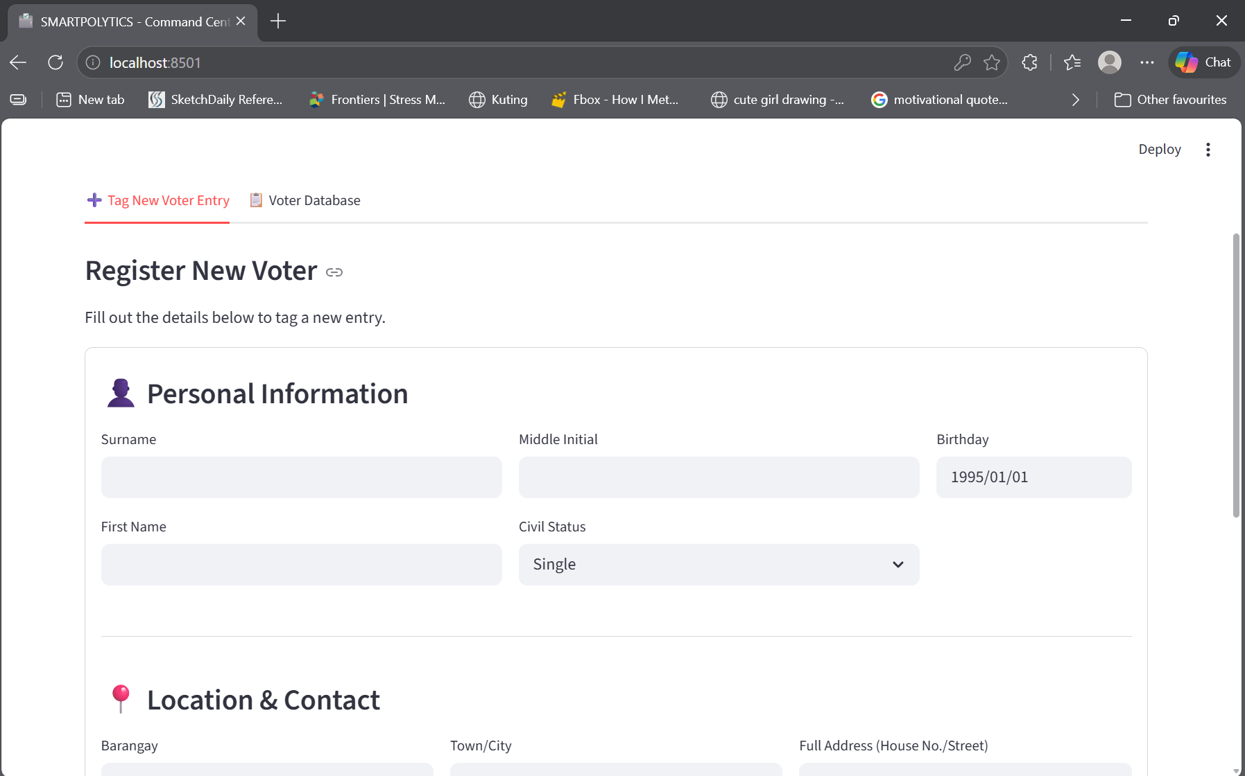 New Voter Form View 1